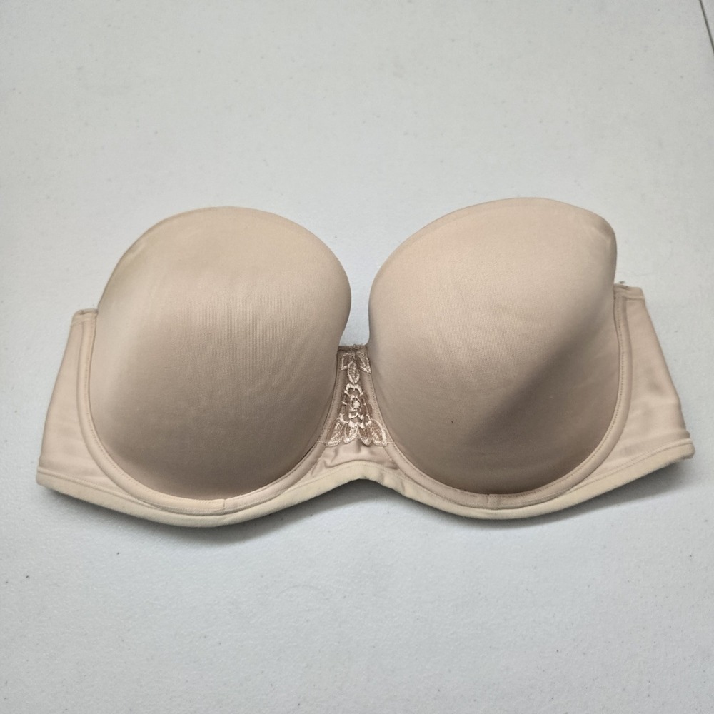 Vanity‎ Fair Women Bra 38D Beige T Shirt Underwired Lace Strapless